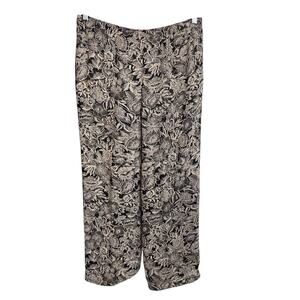 Jeselle Women's Silk Floral Wide Leg Pants Size S Flowy Euro Summer Old Money